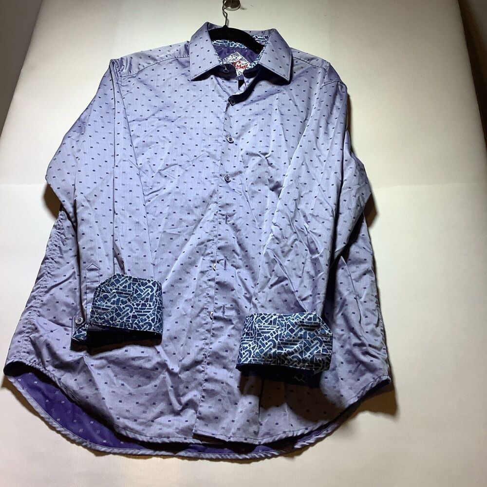 Robert Graham Mens Long Sleeve Button Up Shirt Medium Flip Cuff Classic